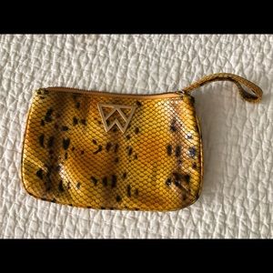 Kelly Wynne yellow python wristlet/clutch